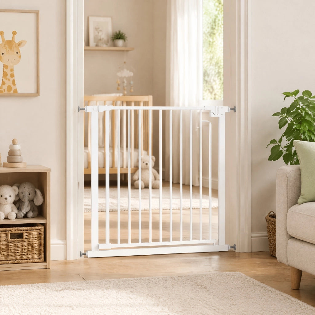 Cancelletto di sicurezza 73x4.5x82 cm con chiusura automatica in acciaio al carbonio bianco