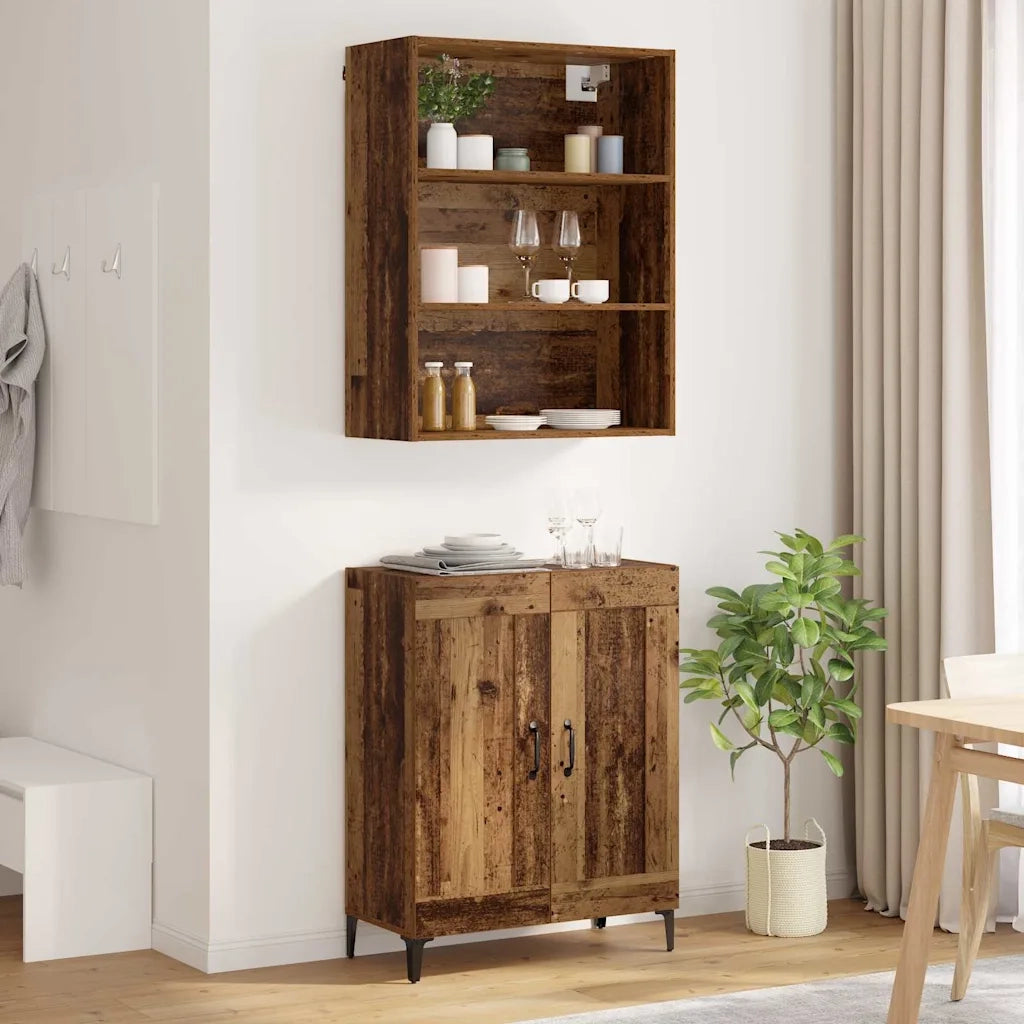 Credenza 2 pz | Madia | Buffet da pranzo | Armadio da pranzo Legno vecchio Legno multistrato