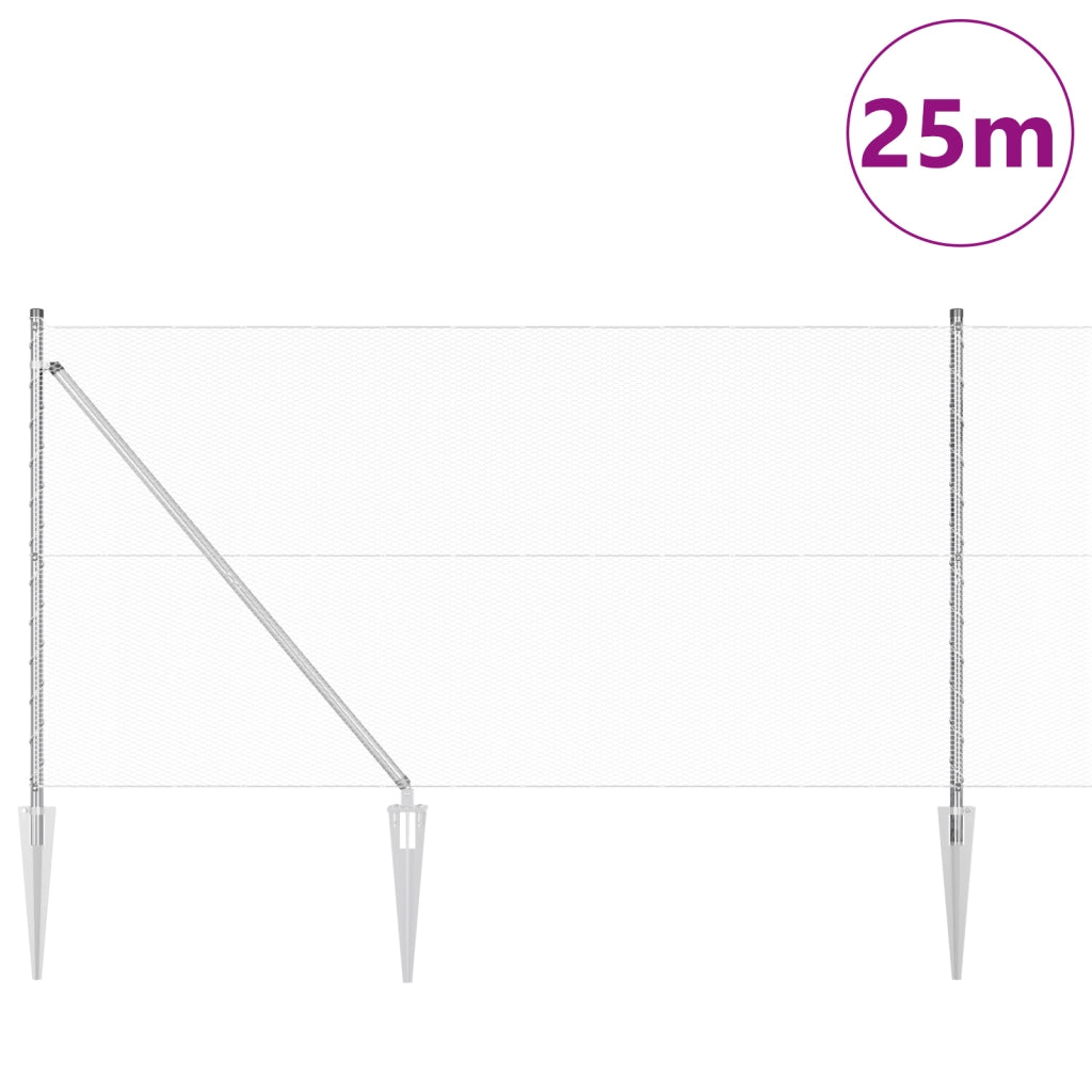 Set di Recinzione Set di 2 Acciaio zincato 25 m Durevole