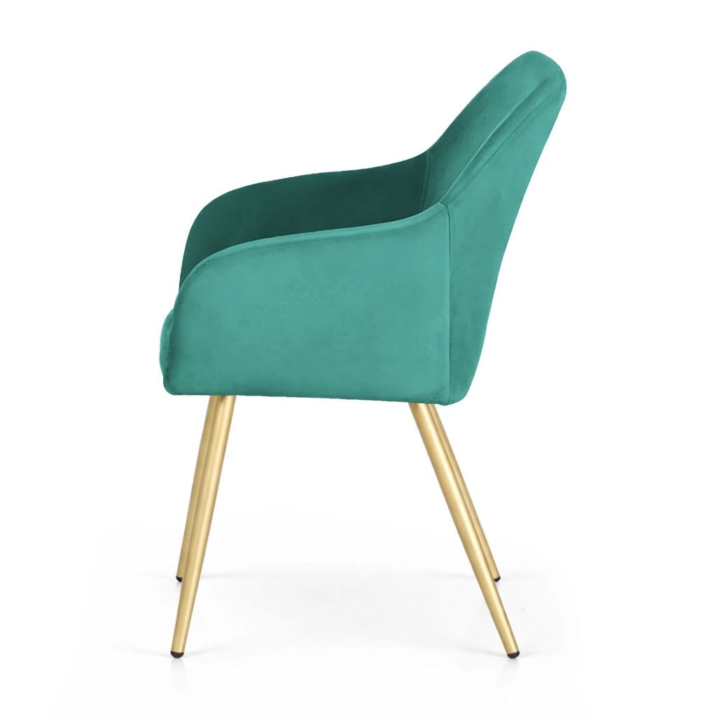 Set di 6 Sedie in velluto liscio ESTELLE Verde Bottiglia gambe oro
