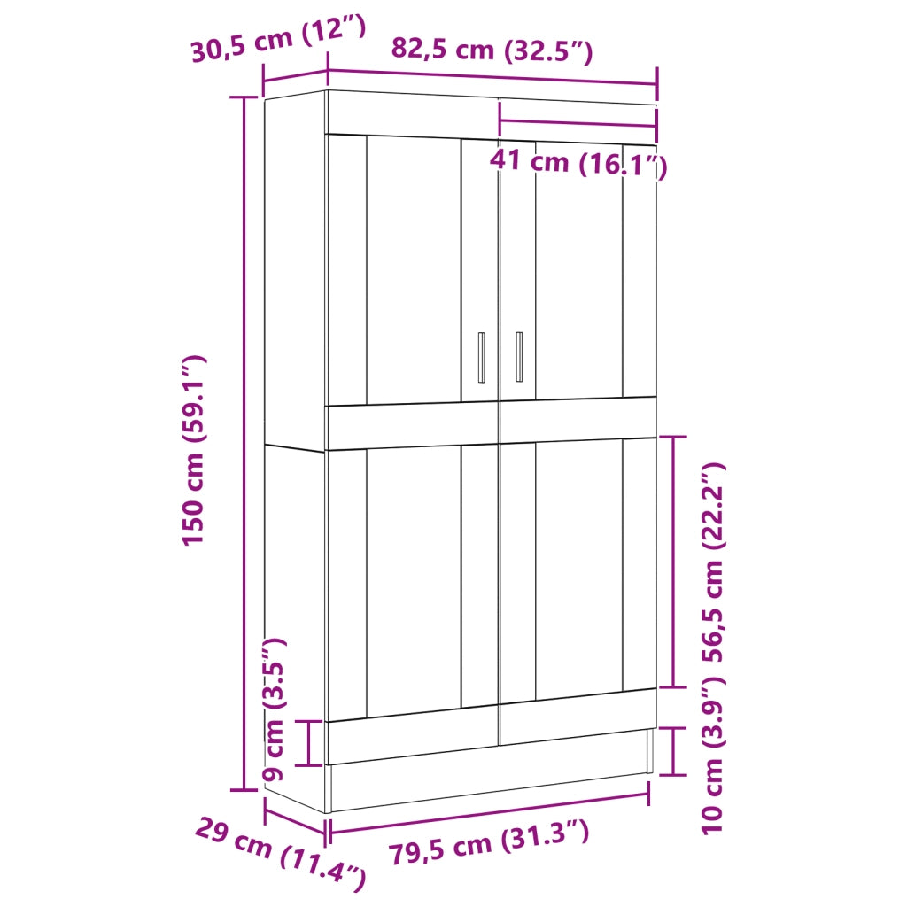 2 Armadi per Libri Rovere Nero 165x30,5x150 cm in Legno Ingegnerizzato
