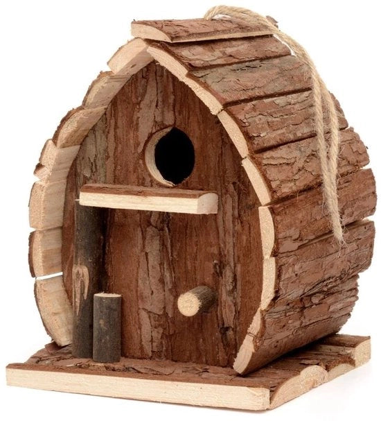 Casa per Uccelli - Box per Uccelli in Legno - Ideale per Giardino e Balcone - Resistente al Tempo - Rustico e Naturale - Adatto per Piccoli Uccelli