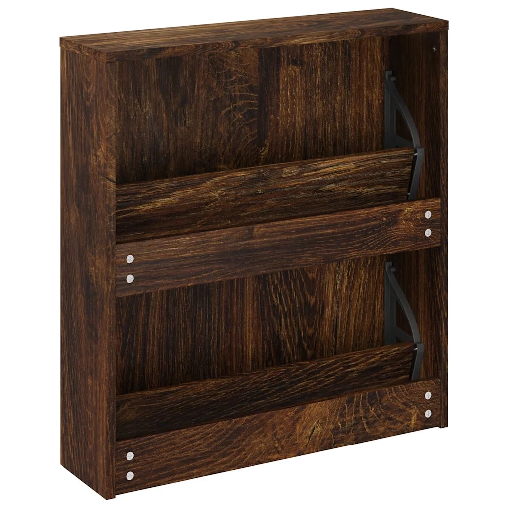 Scarpiera con Specchio a 2 Livelli Rovere fumo 63x17x67 cm 342632