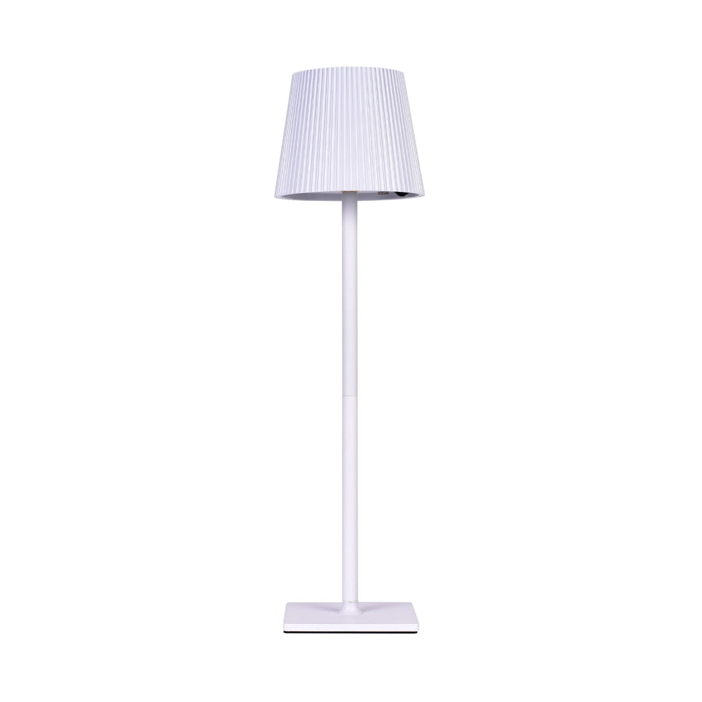 LAMPADA LED BIANCA RICARICABILE DA TAVOLO CON PARALUME PLISSETTATO ALIMENTAZIONE SOLARE E USB - 3 TEMPERATURE COLORE E DESIGN ELEGANTE PER RISTORANTI BAR E HOTEL