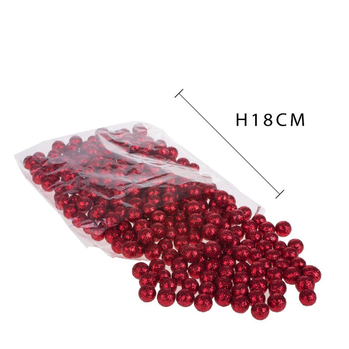 Set 1728 Bacche Decorative con Glitter in Foam Rosso