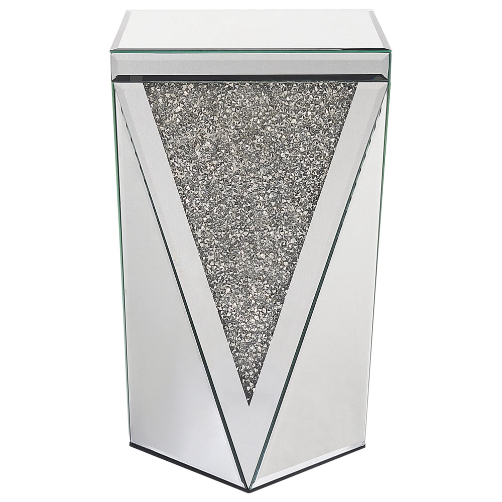 Tavolino Argento Vetro Specchio Fine Comodino Design Glam Soggiorno Camera da letto