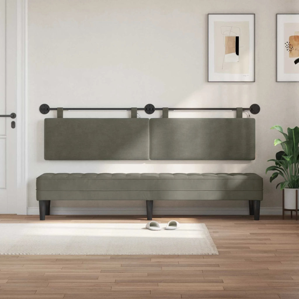 Testiera | Testata sospesa Con luce LED Grigio Chiaro Tessuto in Cords