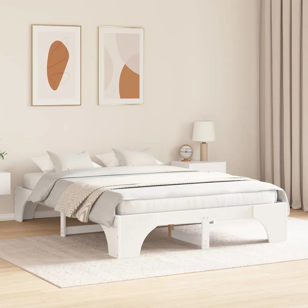 Struttura del letto Bianco 160 x 200 cm Pino massello