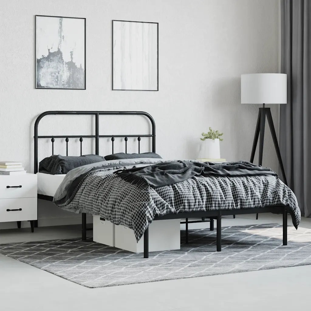 Giroletto con Testiera in Metallo Nero 120x190 cm 352575