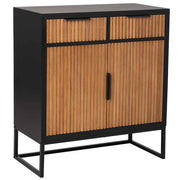 Credenza con 2 cassetti e 2 ante in legno e metallo nero 80x39,5x89