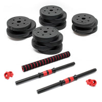 LUXTRI Set manubrio corto e bilanciere 2in1 30kg con 16 dischi per fitness allenamento forza