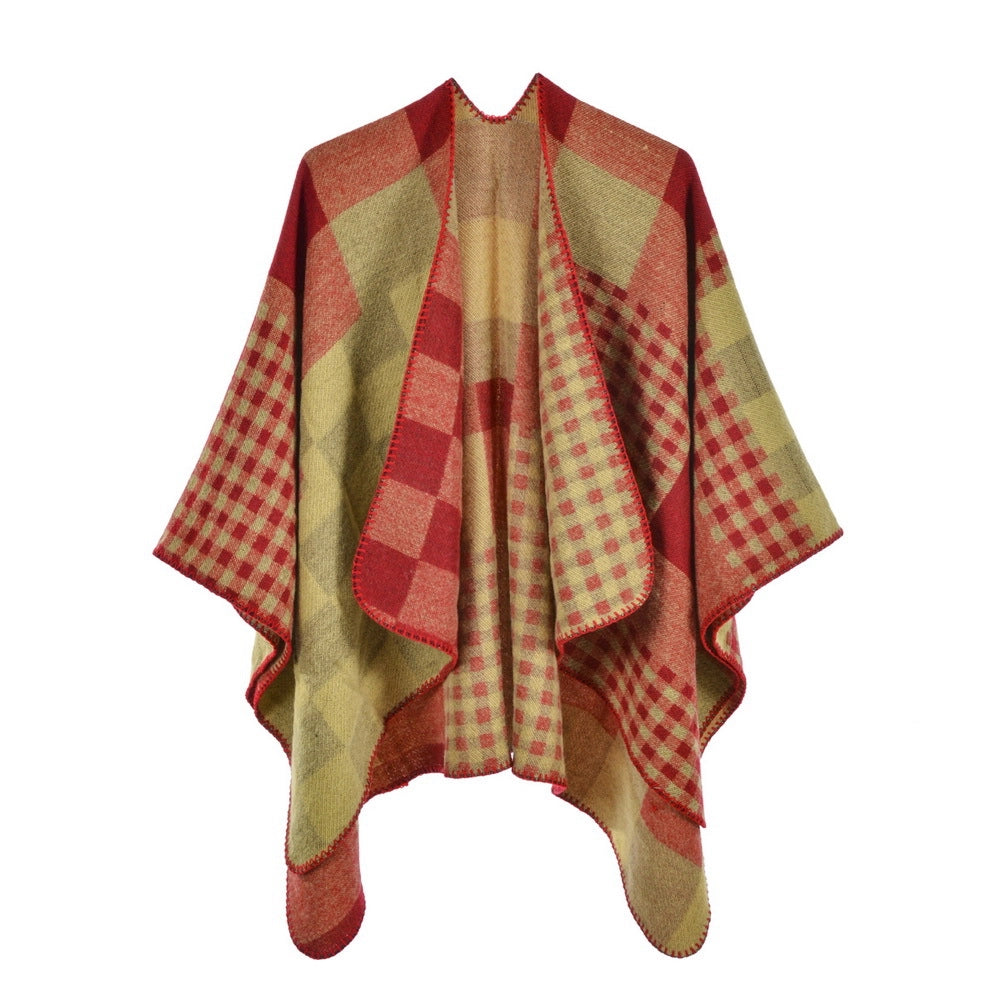 Sciarpa/stola da donna, scialle spaccato in cashmere alla moda, mantello caldo