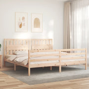 Giroletto con Testiera-Struttura Letto con testiera 200x200 cm in Legno Massello 394934