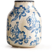 Vaso ceramico, porcellana bianca e blu, grande vaso blu per casa, decorazione rurale rustica per casa, vaso da tavolo per fiori