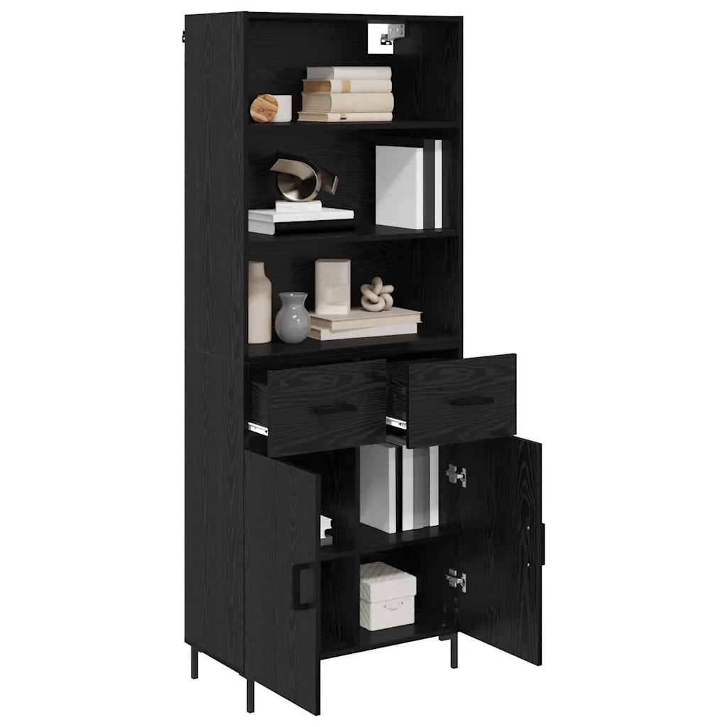 Credenza Rovere Nero 69,5 x 34 x 180 cm Legno multistrato
