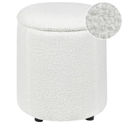 Pouf Boucle bianco sporco 40 x 38 cm con sgabello contenitore Glamour