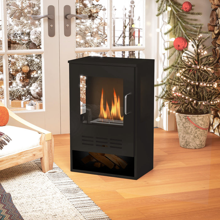 Camino a Bioetanolo da Pavimento Autoportante con Bruciatore da 0,9L 44x28x68 cm Nero