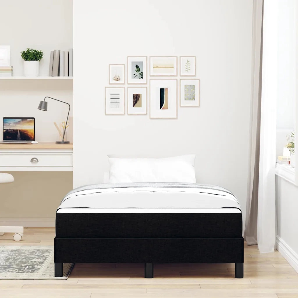 Letto a molle con materasso Nero 120 x 200 cm Tessuto