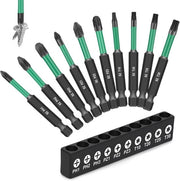 Set di 10 bit magnetici 70 mm - Zeskant 1/4 pollici - Torx Phillips Pozidriv - Per trapani elettrici e a mano