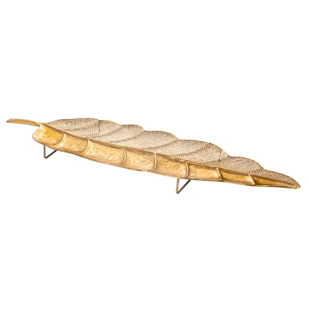Set di 2 foglie decorative in metallo dorato