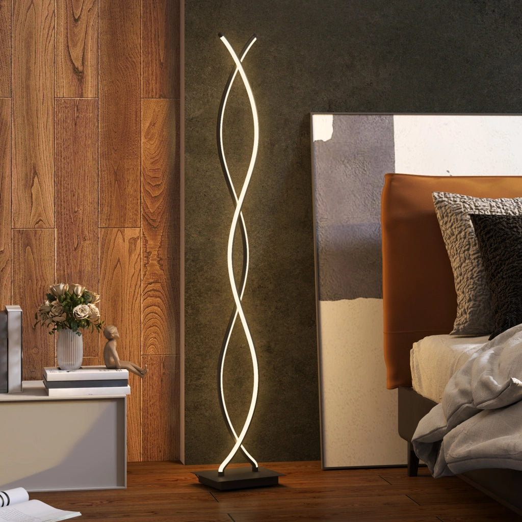 Lampada da terra per soggiorno con 3 livelli di luminosit¨¤ ¨C zephmum ¨C nero