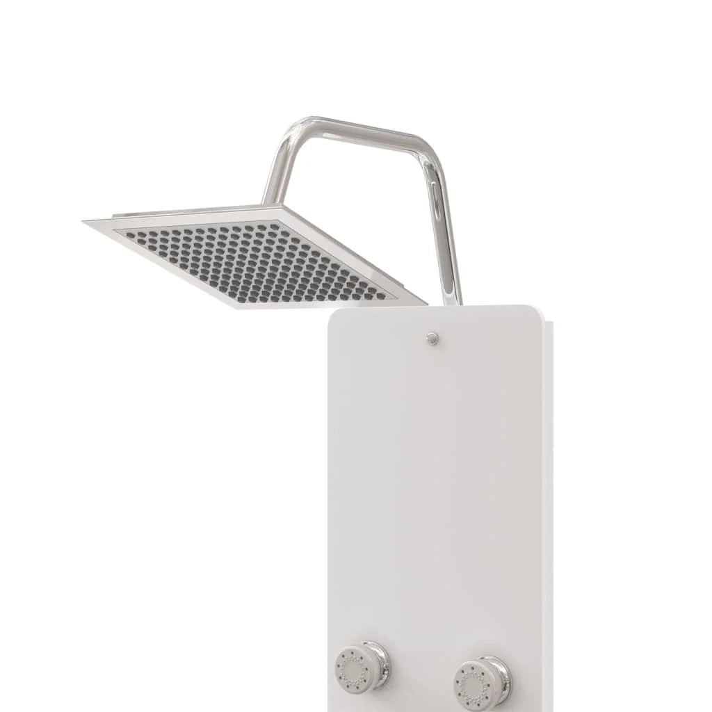 Pannello doccia soffione doccia vetro acciaio inox 130 cm bianco 02_0003436