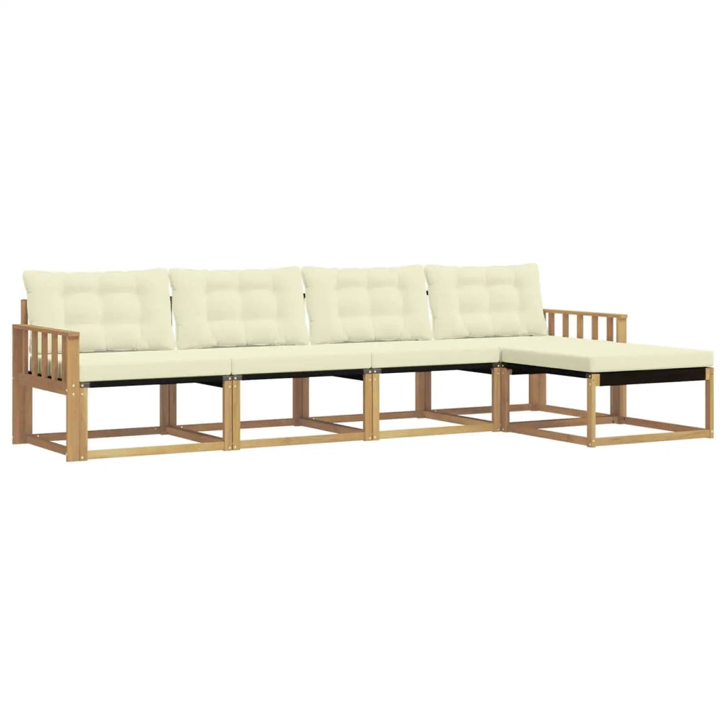 Set di divani da esterno con cuscino 5 pcs Bianco e Crema 3388584