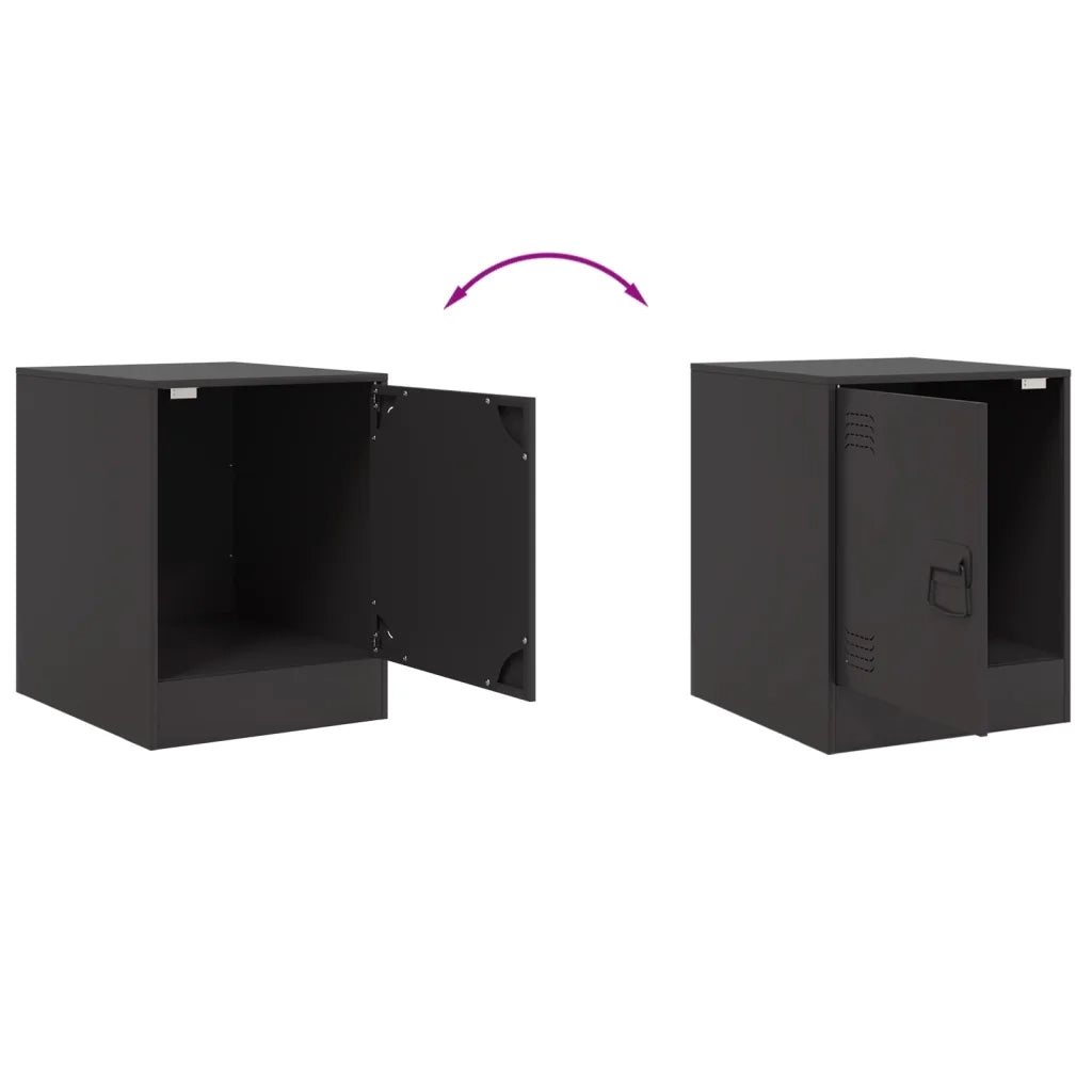 Set di 2 Comodini | Armadio da Notte | Mobiletto da notte Neri 34,5x39x44 cm in Acciaio