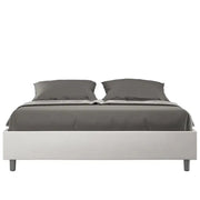 Letto matrimoniale con rete imbottito 160x210 similpelle bianco Azelia