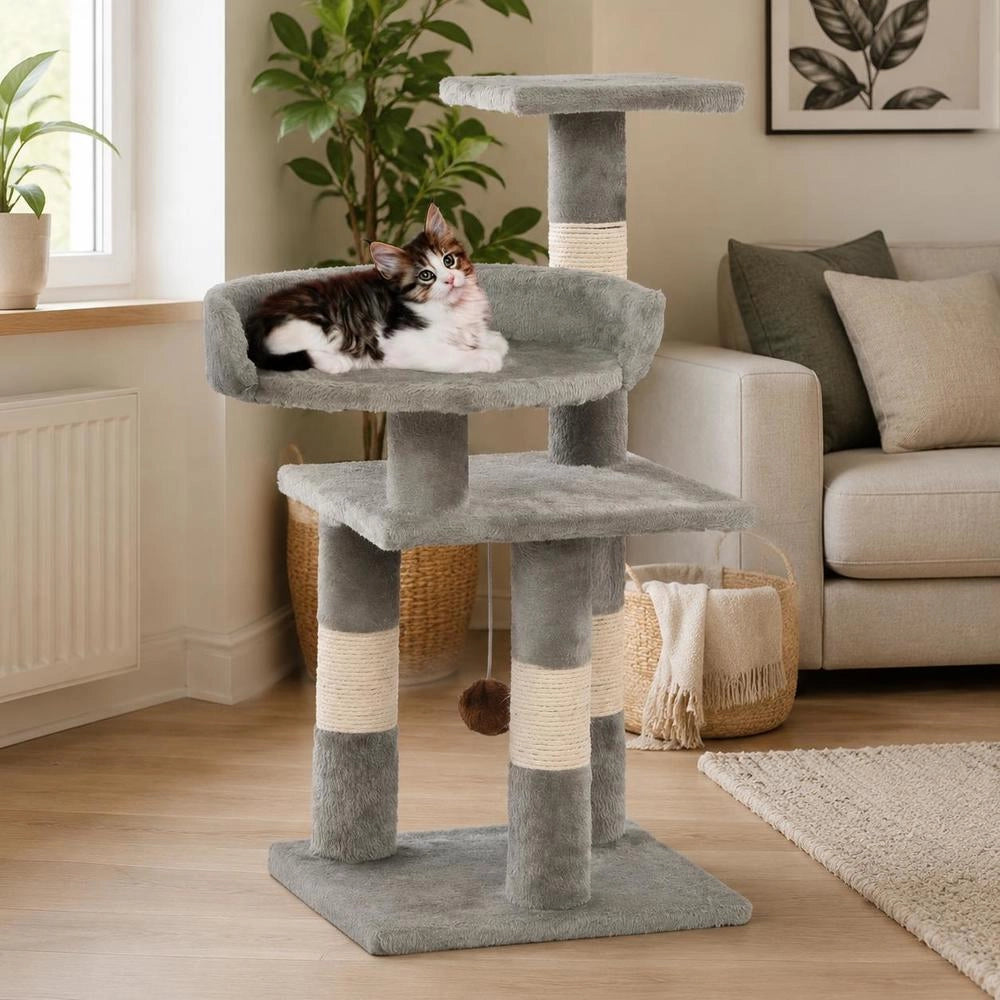 Cat Scratching Post With Sisal Scratching Columns, 65 Cm, Grey