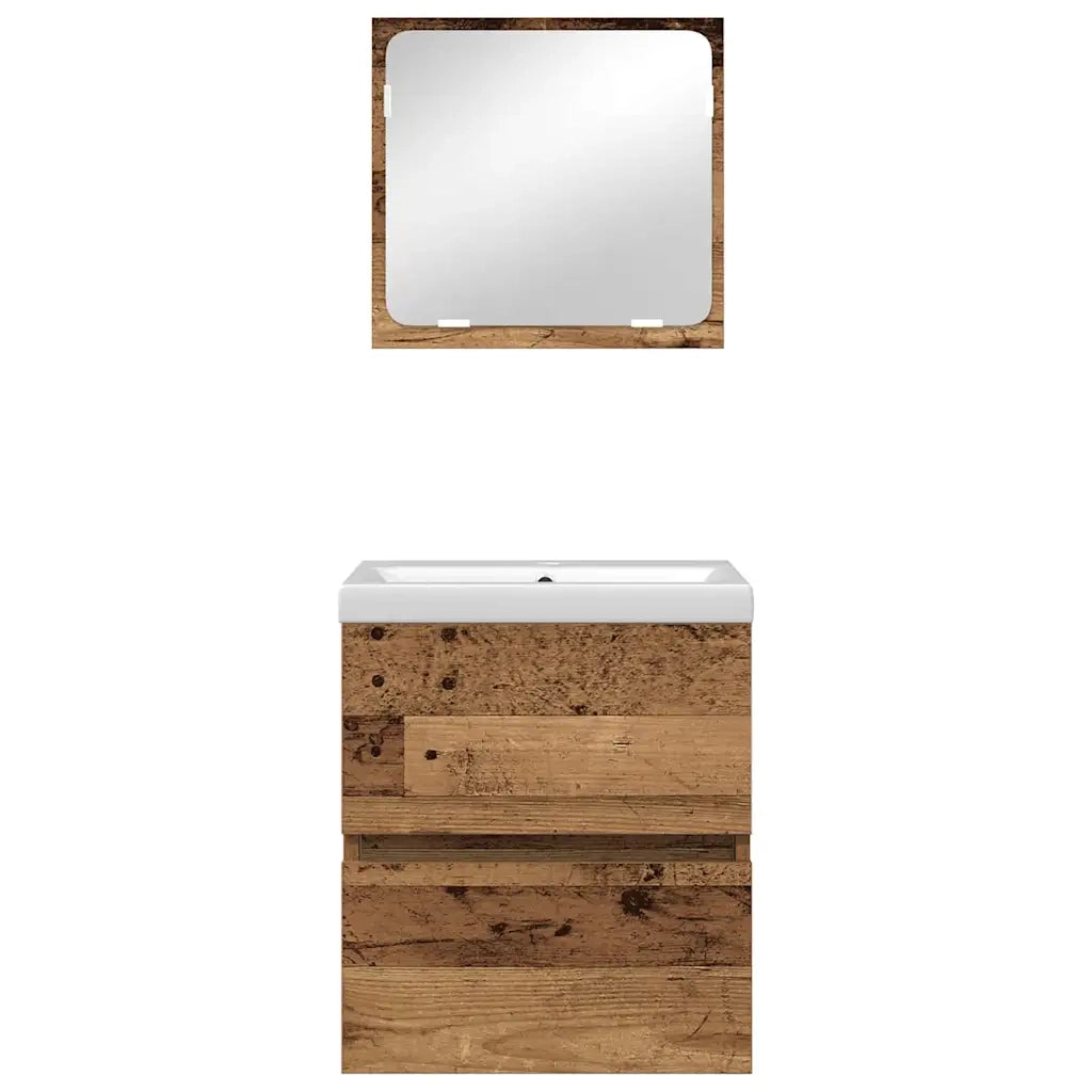 vidaXL Set di mobili per il bagno 3 pcs Legno Antico e Bianco Media