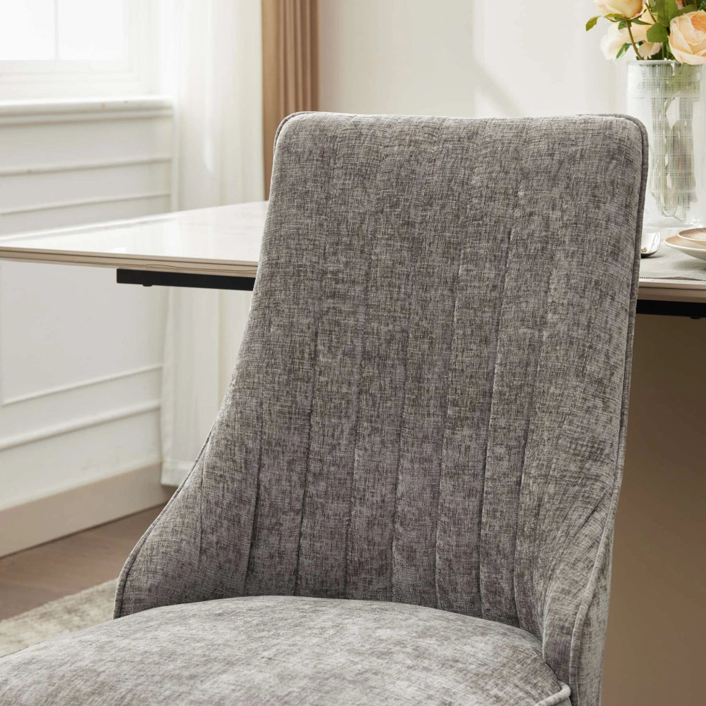 Sedie da Pranzo Imbottite in Velluto ¨C MINIMAL ¨C Gambe Oro, Set di 2, Grigio