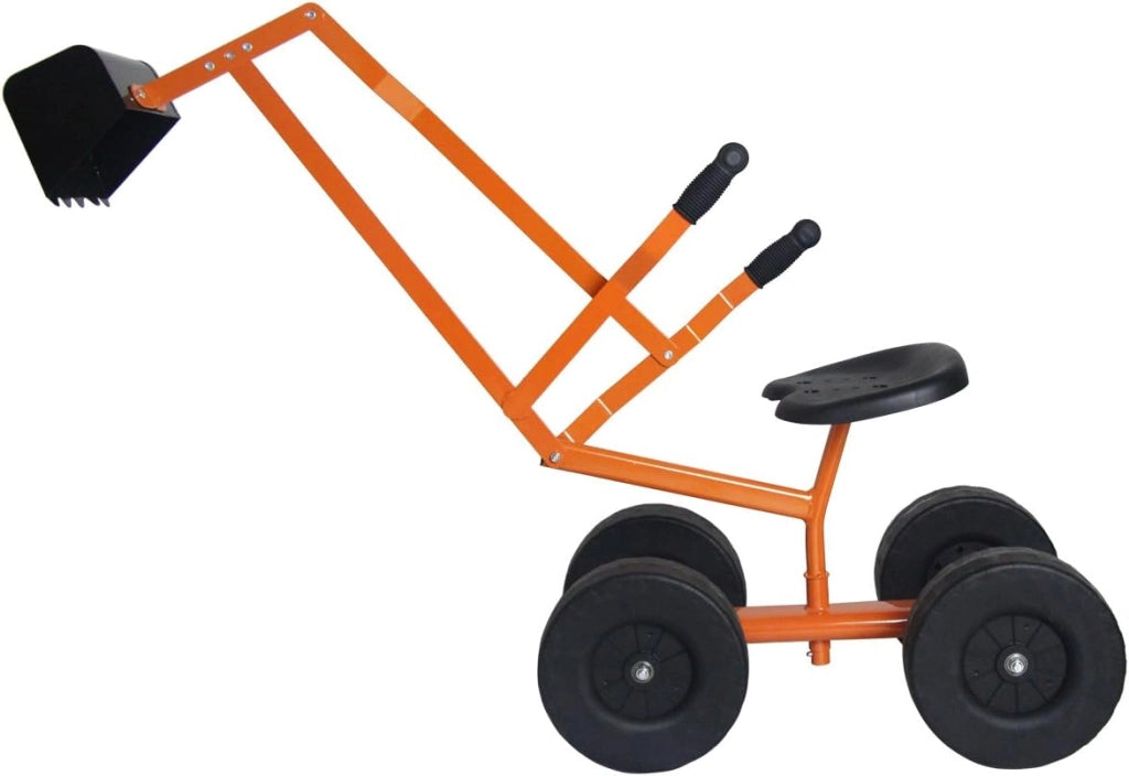 Ruspa Giocattolo Cavalcabile per Bambini, Escavatore di Sabbia Metallico per Bambini con Ruote, Rotazione di 360°, Carico 50 kg, 56x35x81 cm, Giallo (Stile 2)