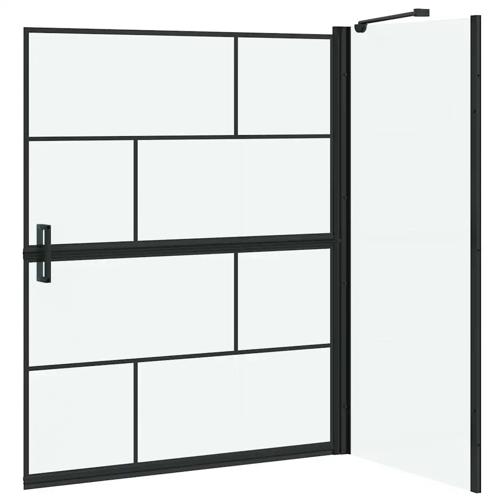Schermo per Bagno e Doccia Nero e trasparente 100 x 68 x 128 cm 42018557