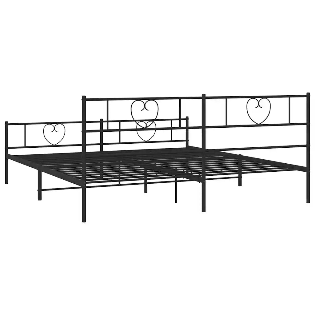 Giroletto con Testiera e Pediera Metallo Nero 183x213 cm 355486