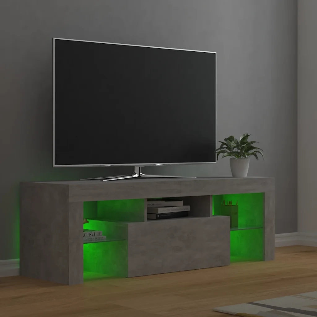 Mobile TV | Armadietto TV | Mobile Porta TV con Luci LED Grigio Cemento 120x35x40 cm