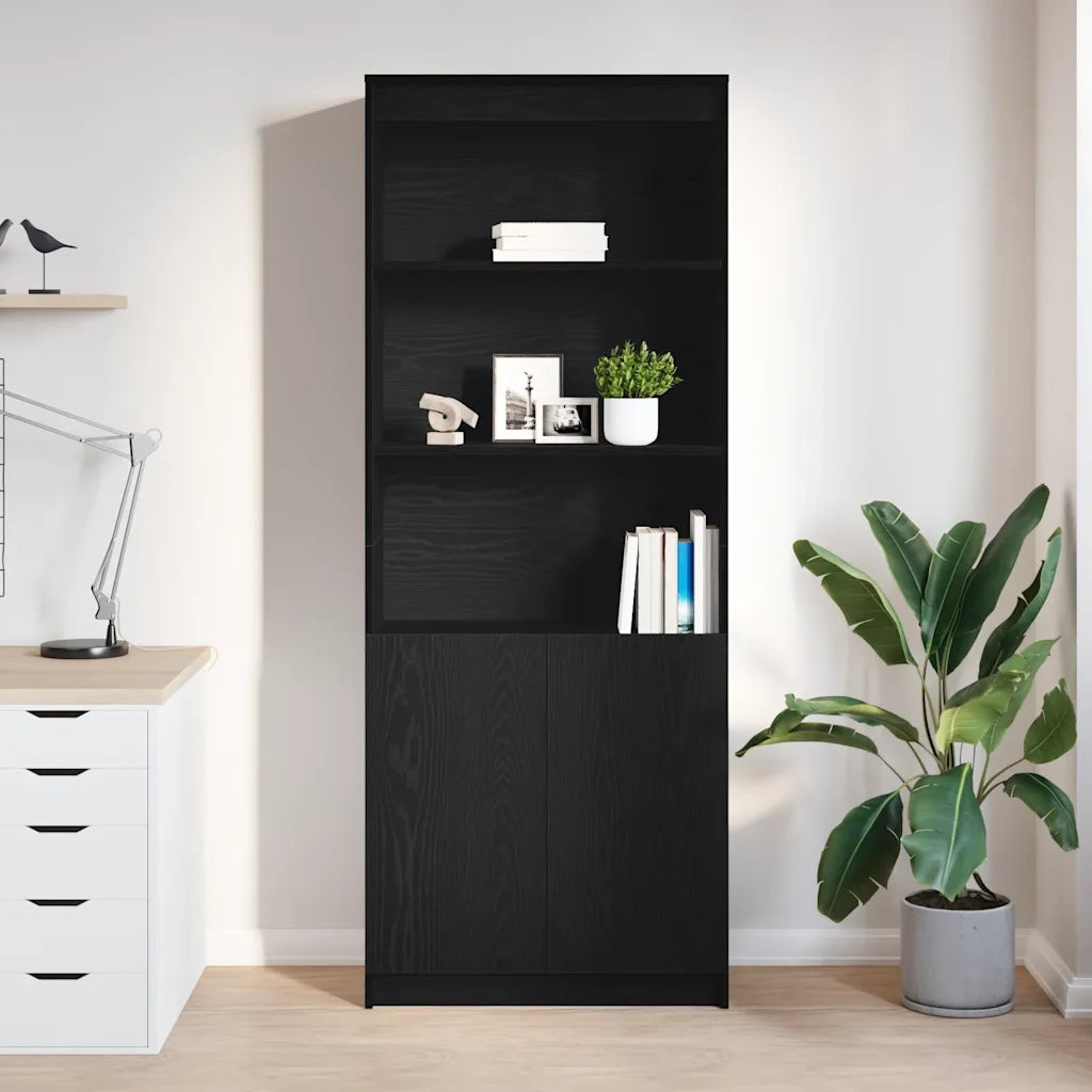 Credenza Rovere Nero 70x35x180 cm in Legno Multistrato 3328472