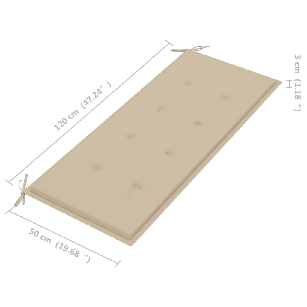 Panca da giardino mobili da esterno per patio panca da terrazza impilabile e cuscino 128,5 x 57,5 ​​x 90 cm legno massello di teak 02_0011655