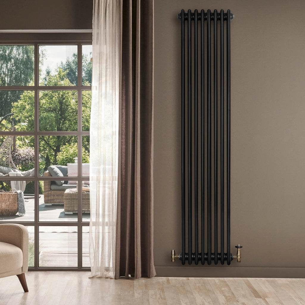 Radiatore Tradizionale 4 Colonne Verticale Riscaldamento Nero 1800x380 mm