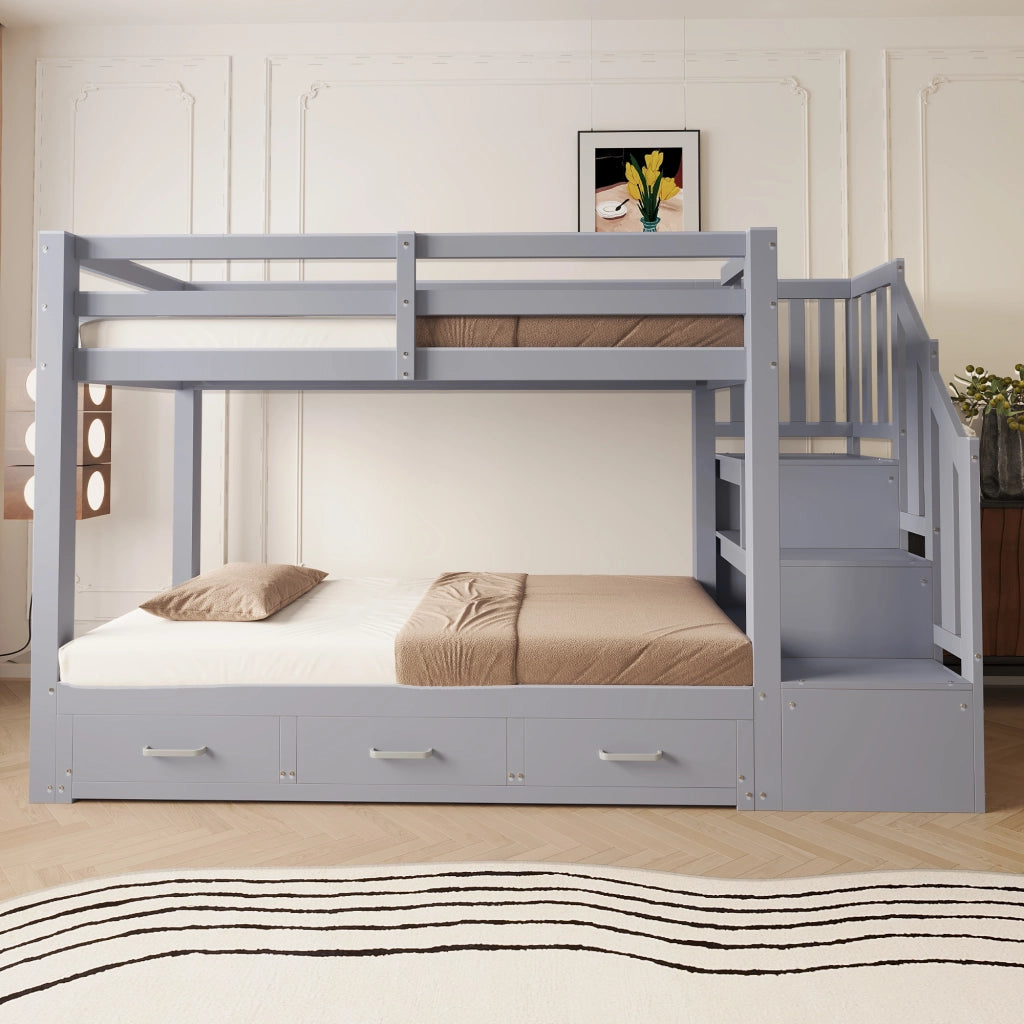 Letto a castello con funzione estraibile legno grigio 90x200 cm