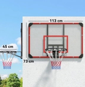 Tabellone basket da parete 113x73 cm acciaio rosso per interno ed esterno