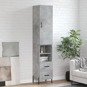 Credenza-Buffet-Armadio da cucina Grigio Cemento 34,5x34x180 cm in Legno Multistrato 660217
