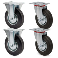 Set rotelle da trasporto 160 mm 2 ruote piroettanti 2 fisse, nucleo in metallo, 130 kg a ruota