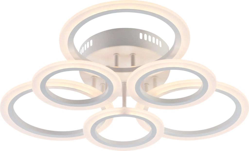 Lampada da soffitto LED Vargo bianca 6 anelli metallo