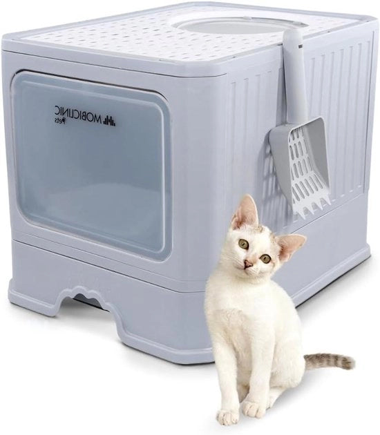 Cassetto per Gatto Coperto con Estensione del Cassone, Comprensivo di Spazzola - Doppia Entrata Superiore con Coperchio, Griglia Superiore, Aspetto Elegante, Struttura Demontabile