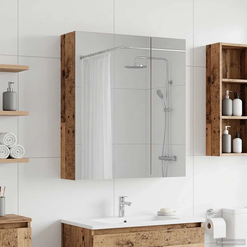 Mobiletto per specchio da bagno Legno vecchio 60 x 14,5 x 70 cm