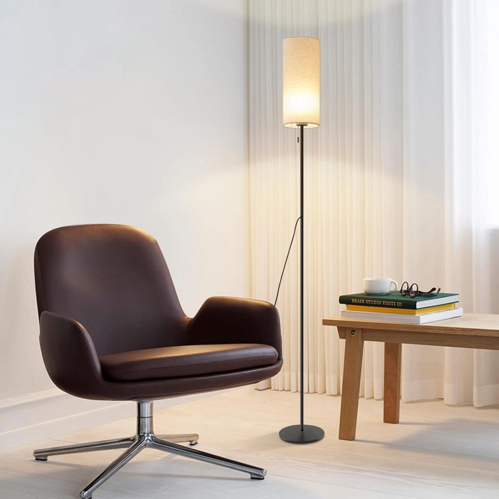ZMH Lampada da terra LED retrò paralume tessuto dimmerabile interruttore cavo per soggiorno