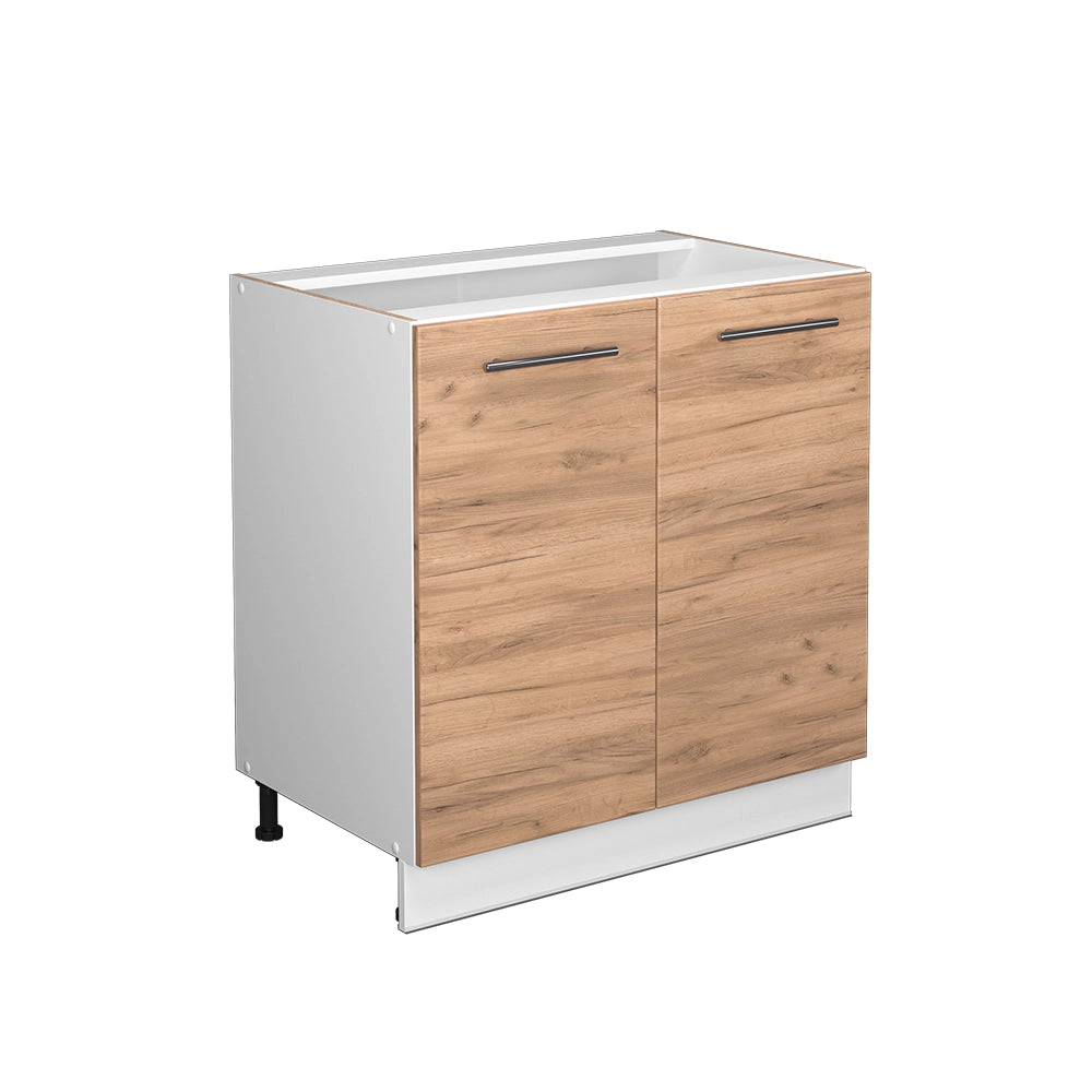 Mobile lavello cucina Fame-Line Rovere dorato/Bianco 80 cm con ripiano, senza piano di lavoro Vicco