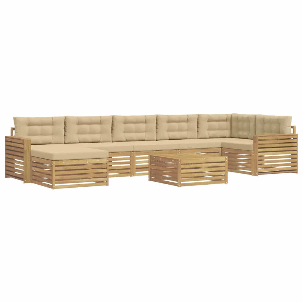 Set di divani da esterno con cuscino 8 pcs Bianco e Beige 3390893