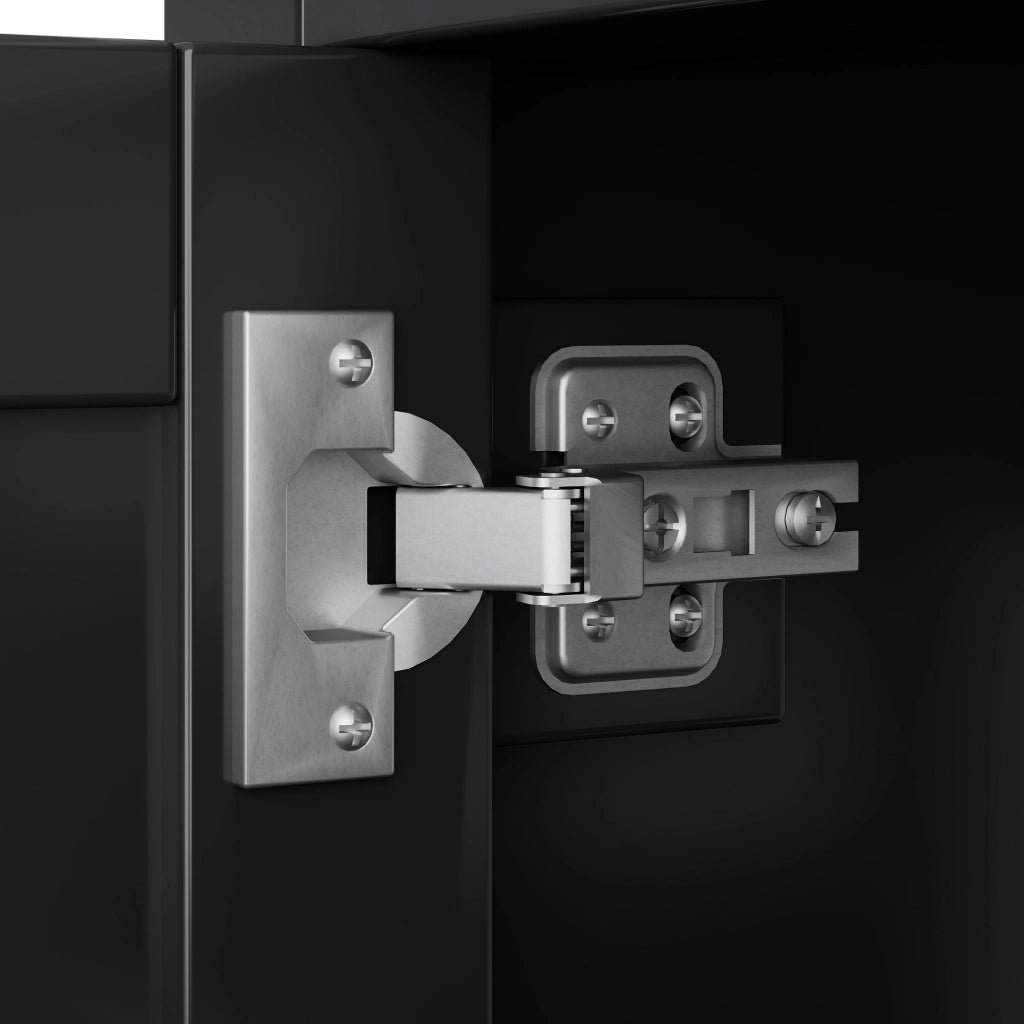 Mobile sottolavabo con lavabo in ceramica, 3 cassetti e 1 ripiano, nero, per bagno moderno, 76 × 45.5 × 83.5 cm